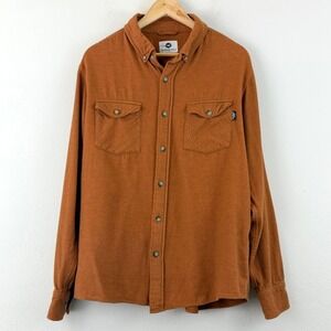 Fayettechill Mens Large Cotton Twill Button Down Shirt Rust Orange